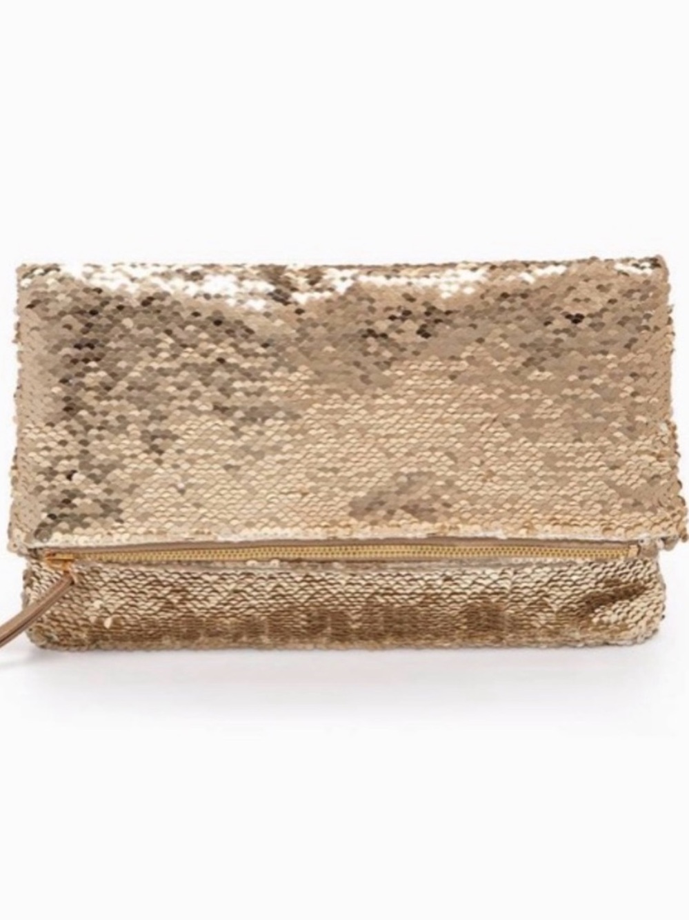 Stella & Dot Sequined Fold-Over Clutch Wallet - Silver/Gold
